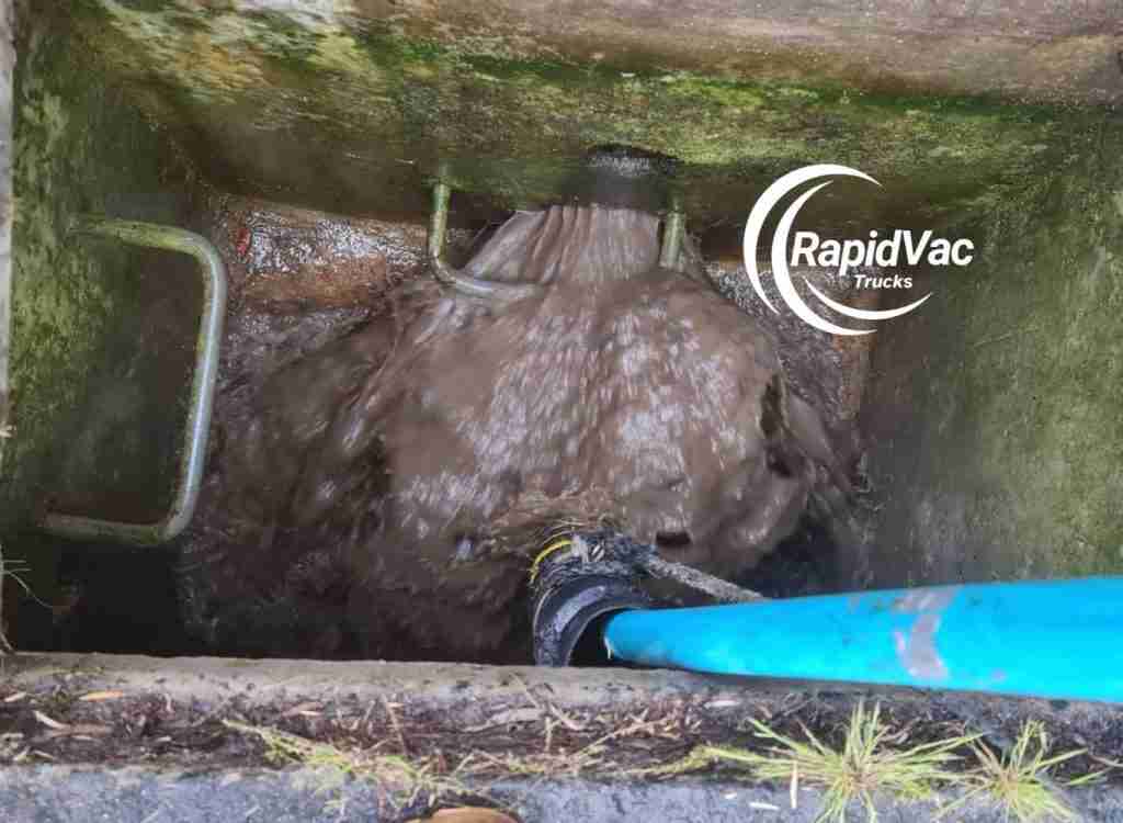 Vacuum truck removing commercial liquid waste safely in Sydney.
